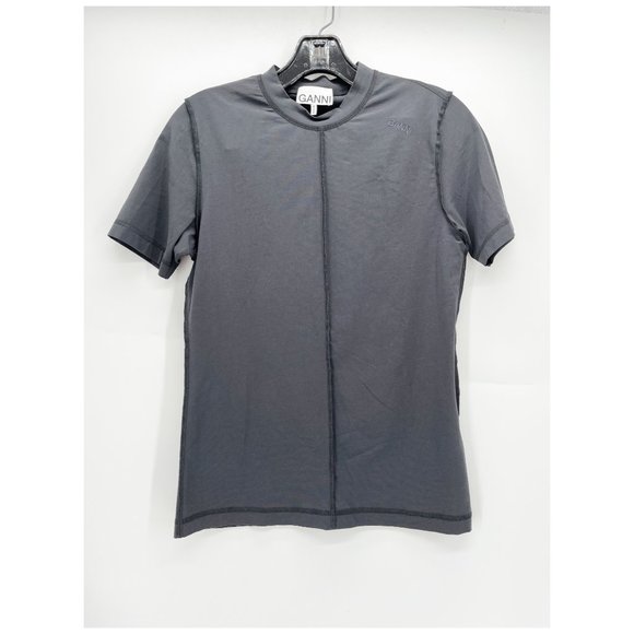 Ganni Light Stretch Jersey Shortsleeve T-Shirt - Phantom~M~NWOT - Picture 2 of 8